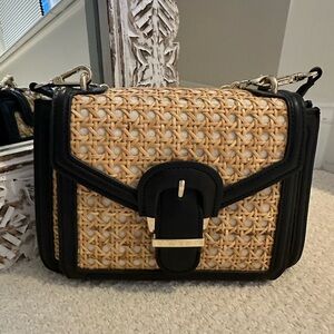 ZARA chain handle black & rattan handbag/crossbody Bag